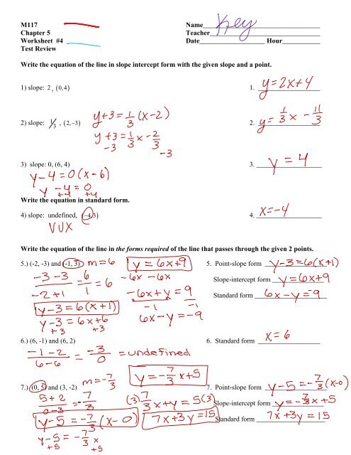 Test Review WS Answers