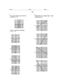 Slope Intercept Form Worksheet for 8th - 10th Grade | Lesson Planet