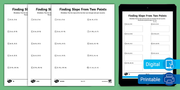 slope worksheet 8th grade