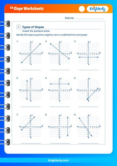 slope worksheet 8th grade