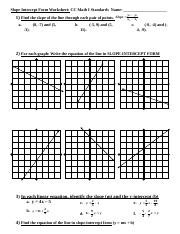 slopes and intercepts worksheet answers