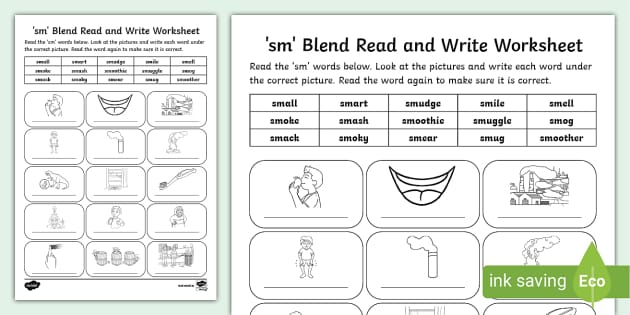 sm Blend Sentences Worksheets