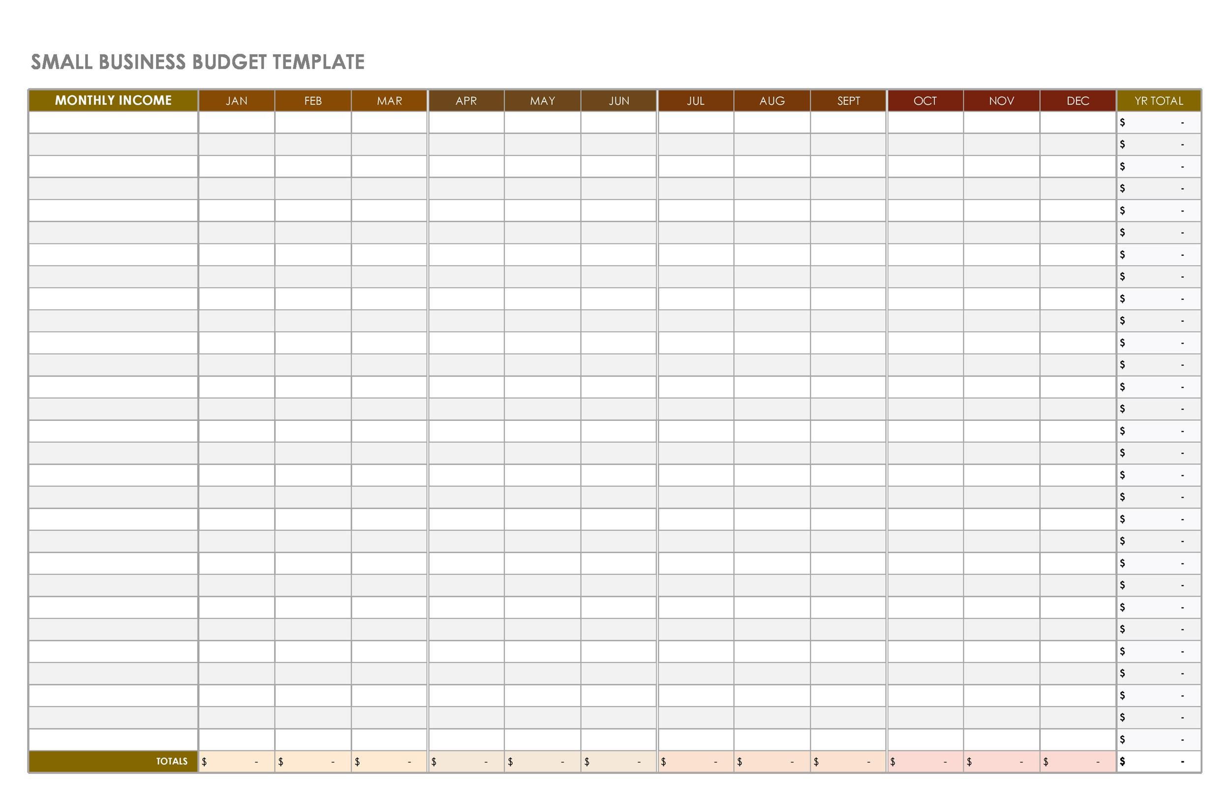 small business budget worksheet