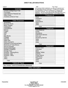 small business tax worksheet