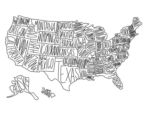 small printable map of the united states