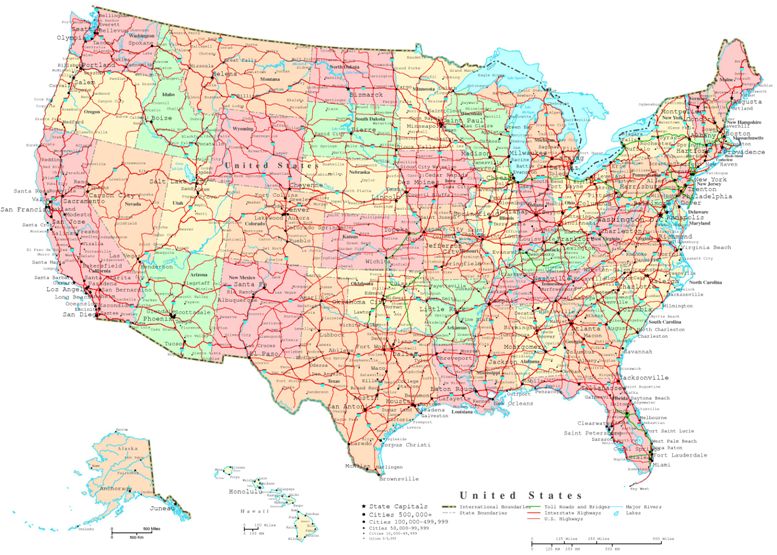 small printable map of the united states