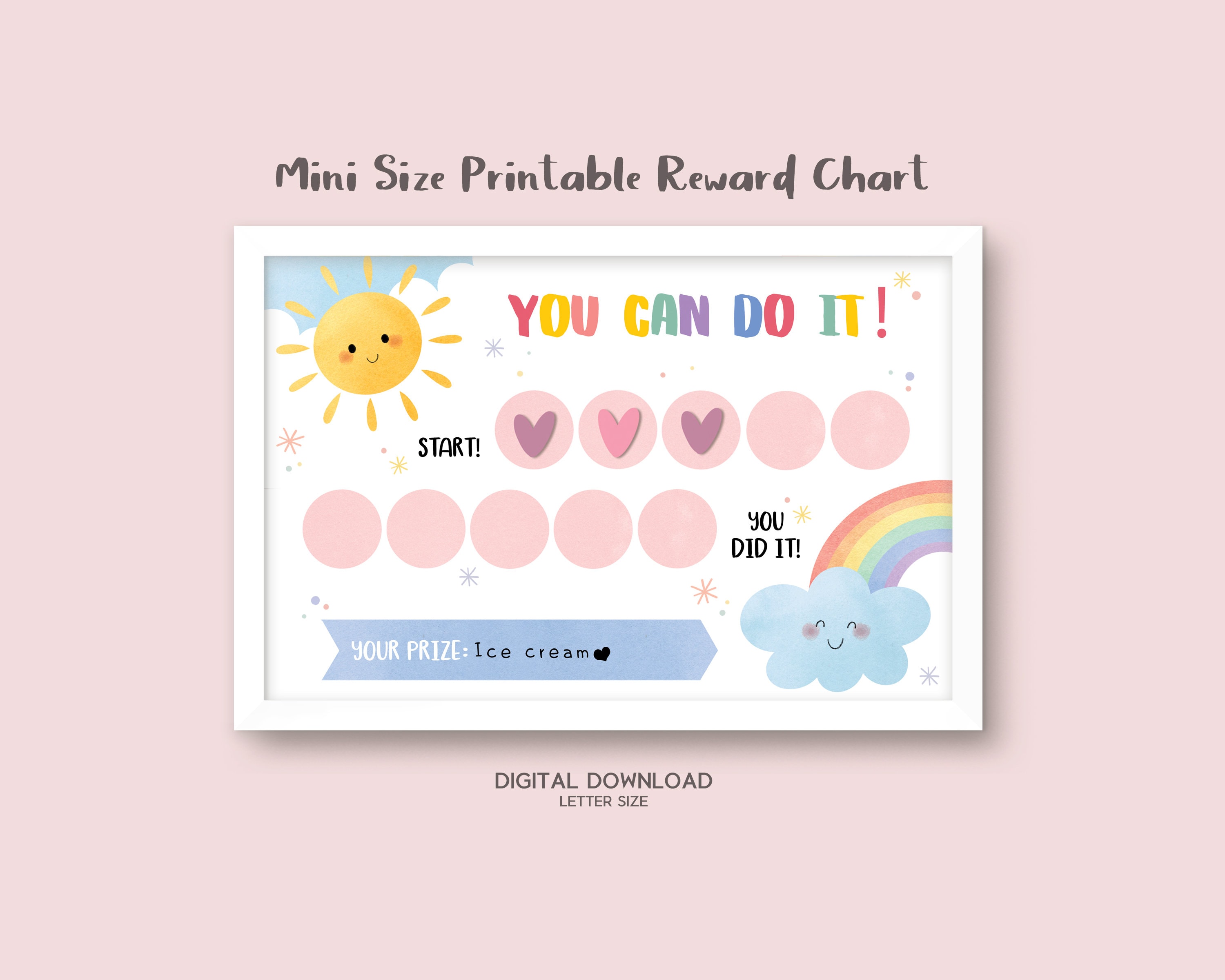 Mini Size Printable Rainbow Reward Chart With 10 Circle, Small ...