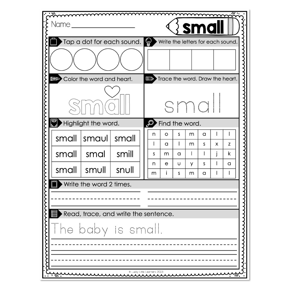 Sight Word SMALL - Worksheets &  Song - Heidi Songs by HeidiSongs