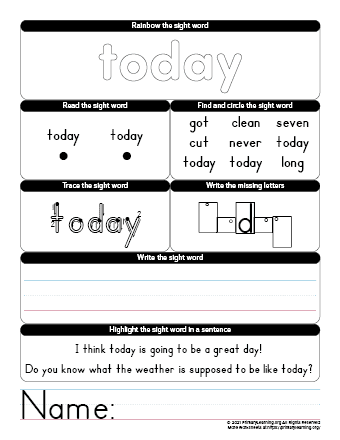 small word worksheet
