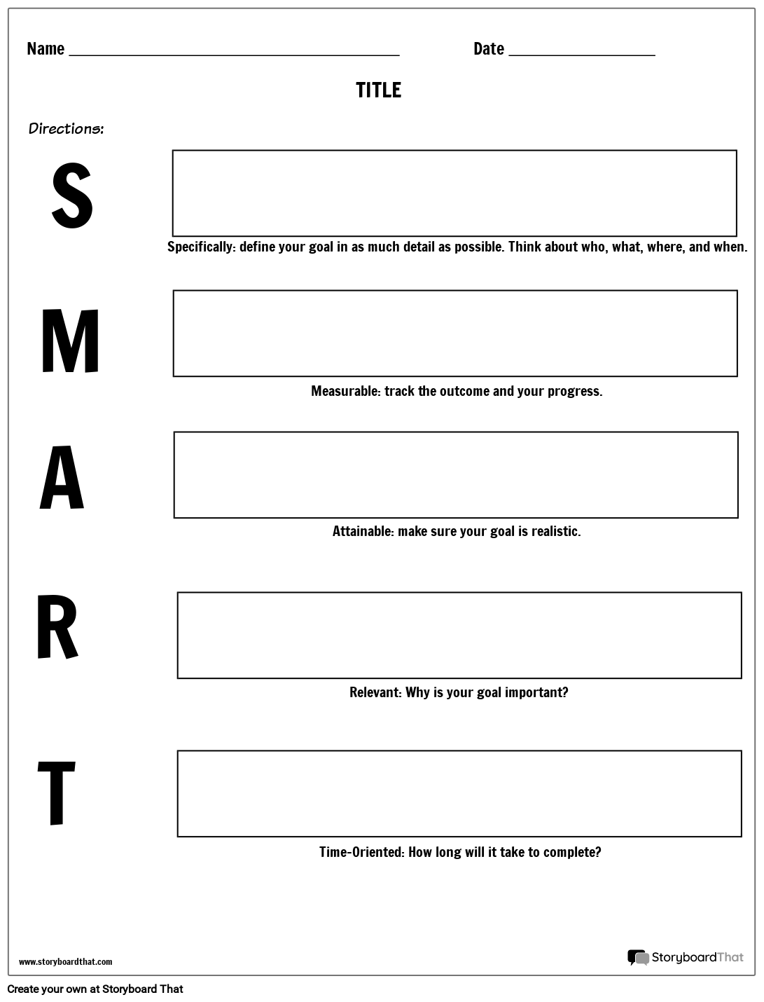Smart Goal Worksheet Storyboard by worksheet-templates