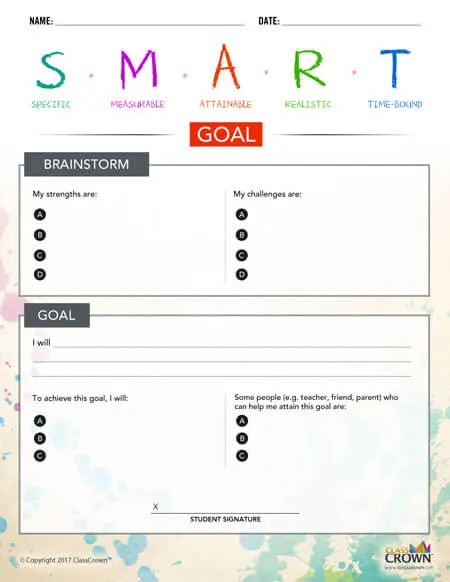 SMART Goal Worksheet - Blog Freebies | ClassCrown