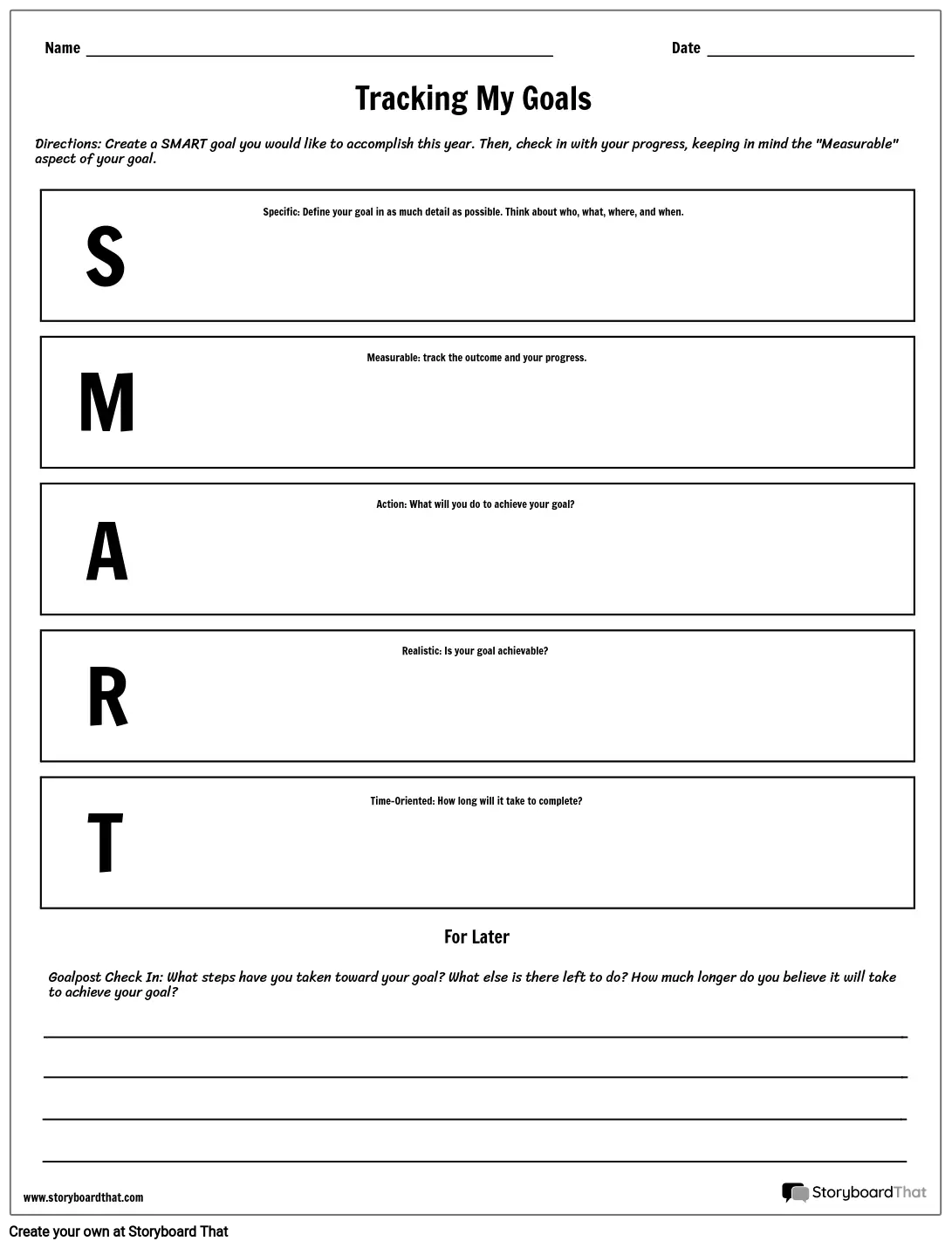 SMART Goal Setting Worksheet - Create &  Track Student Goals