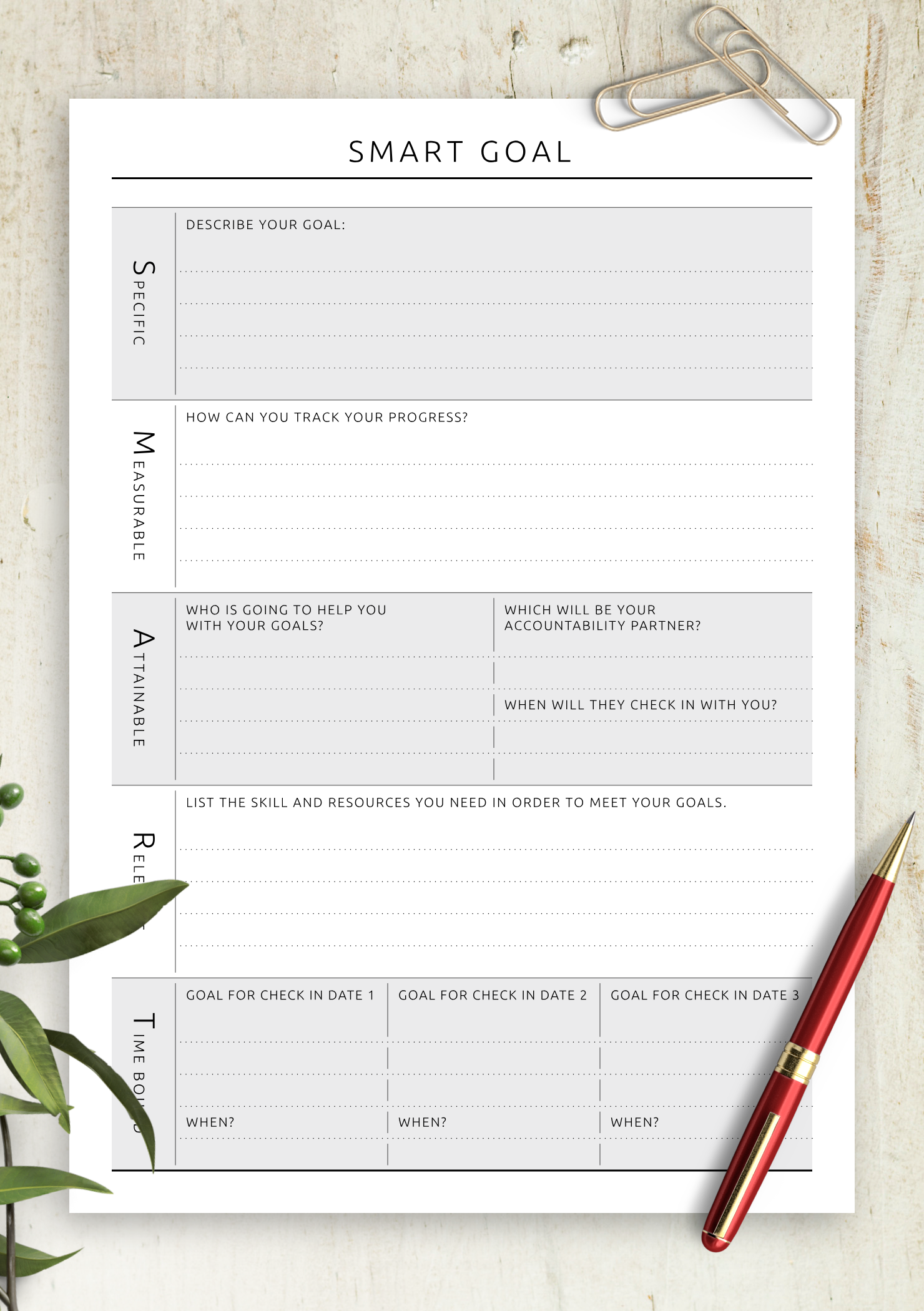 smart goals worksheet pdf