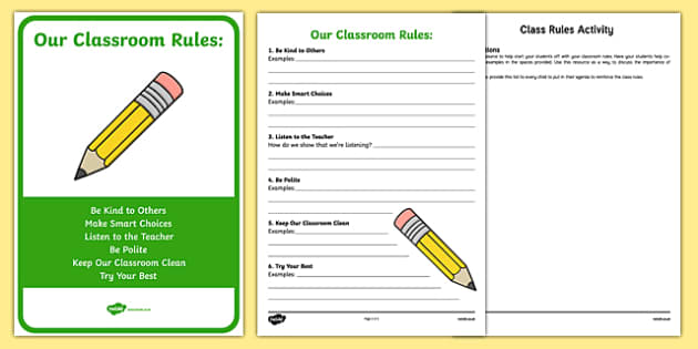 Class Rules Worksheet and Display Pack (teacher made)