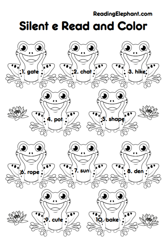 Silent e Worksheet - Reading Elephant