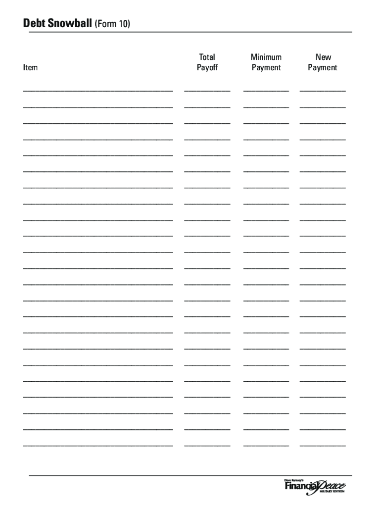 Dave Ramsey Debt Snowball Form - Fill Online, Printable, Fillable ...