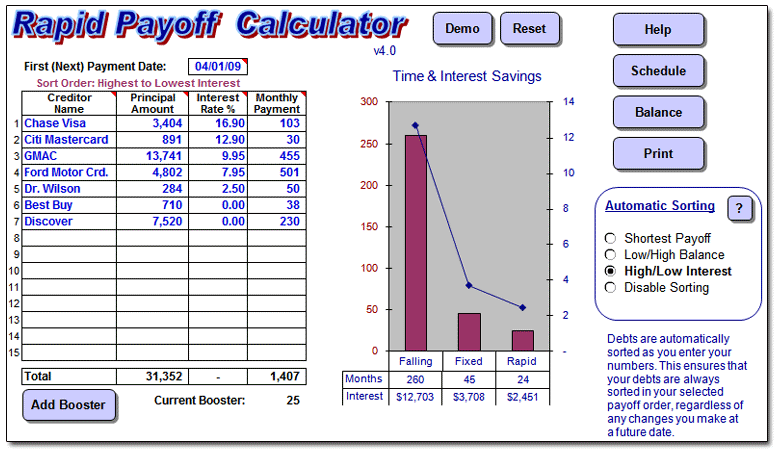 Debt Snowball Spreadsheet @ Moneyspot.org