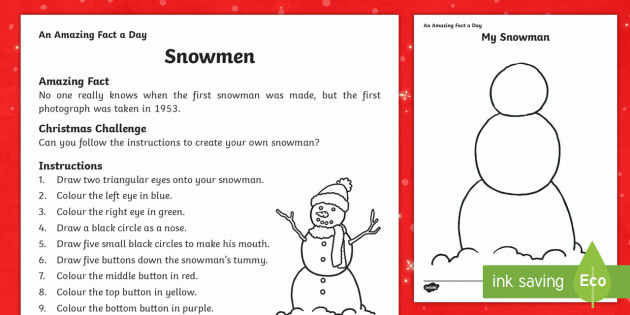 Snowman Instructions Worksheet / Worksheets (Lehrer gemacht)