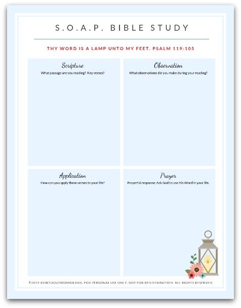 S.O.A.P Bible Study Printable - A Virtuous Woman: A Proverbs 31 ...