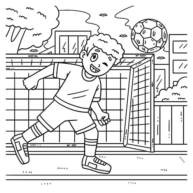 Premium Vector | A cute and funny coloring page of a Boy Hitting a ...
