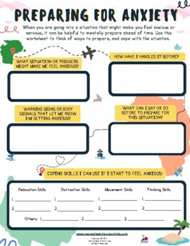 Anxiety Preparation Worry Worksheet Activity Fillable-Social Emotional  Learning