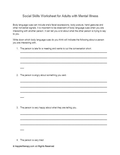 social personal skills worksheet