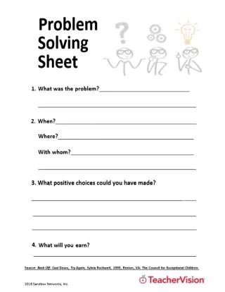 Problem Solving Sheet: Behavior Management Printable (2nd-5th ...