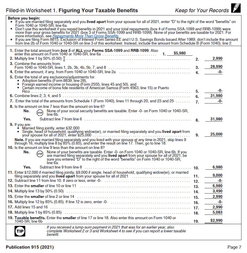 social security benefits worksheet