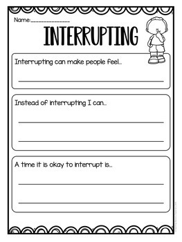 Interrupting: Social Skills Worksheet, Activity and Social Narrative