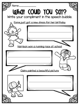 Compliments: Social Skills Worksheets, Activities and Social Narrative
