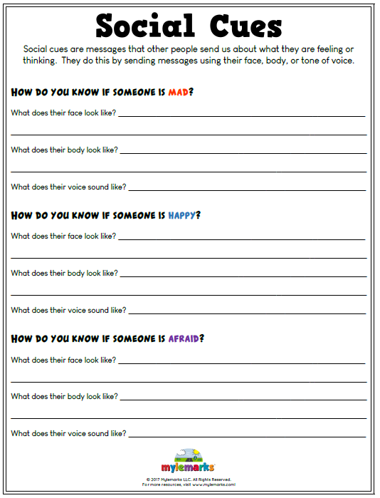 social skills worksheet for elementary students