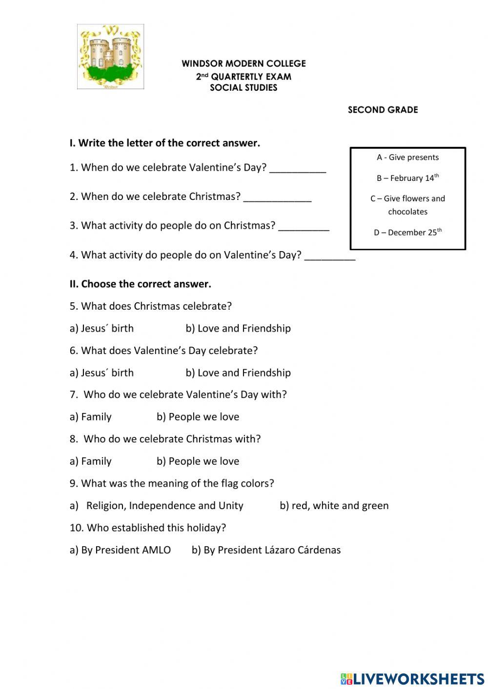 social studies 2nd graders worksheet