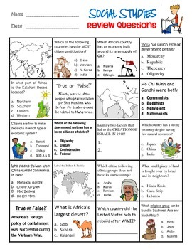 social studies 7th grade worksheet