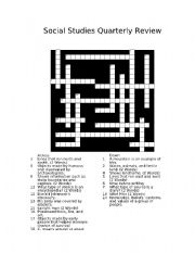 English worksheets: Social Studies Crossword Puzzle