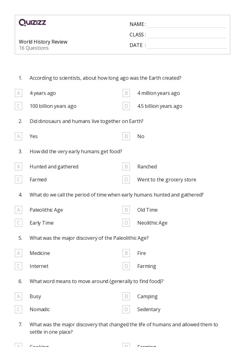 social studies worksheet 6th grade