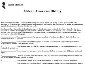 African American History Worksheet for 7th - 9th Grade | Lesson Planet
