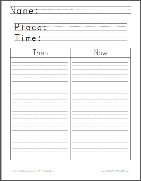Then and Now Worksheet for Lower Elementary | Student Handouts