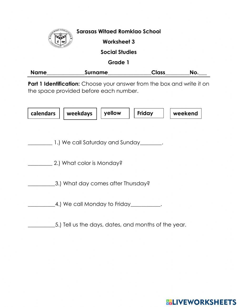 Social Studies Worksheet | Vhane Rivera | Live