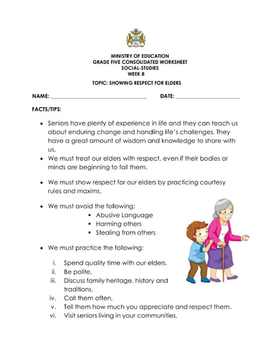 Grade 5 Social Studies Week 8 - 2022 - consolidated worksheet