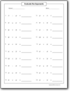 Evaluate Exponents Worksheets