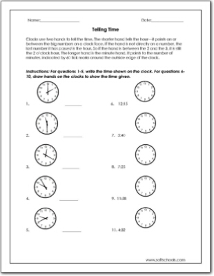 Telling Time Worksheet