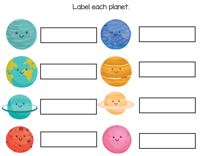 solar system label worksheet