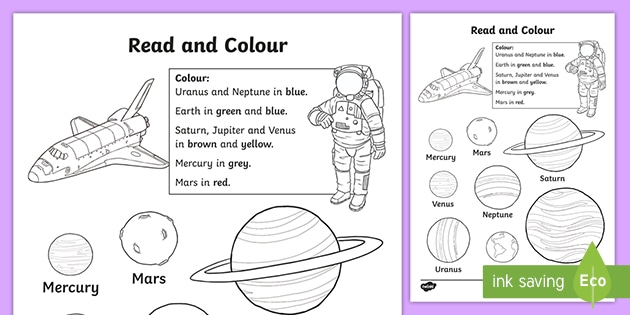 FREE! - Planet Read and Colour Activity (teacher made)