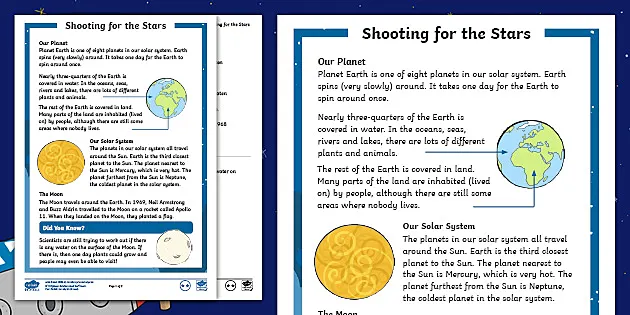 Solar System and Planets KS1 Comprehension Activity - Twinkl