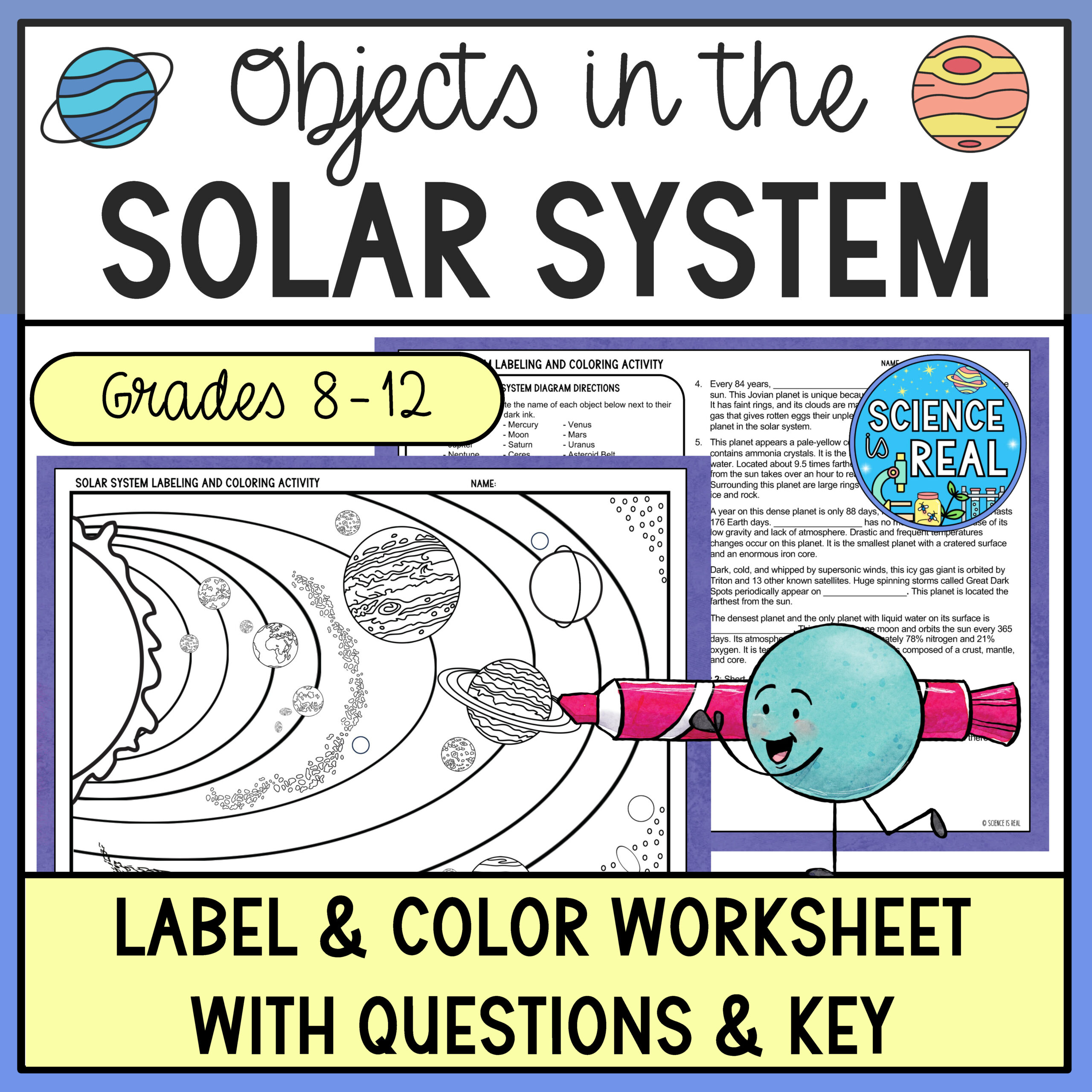 Solar System Worksheets- Diagramming, Coloring, and Questions ...