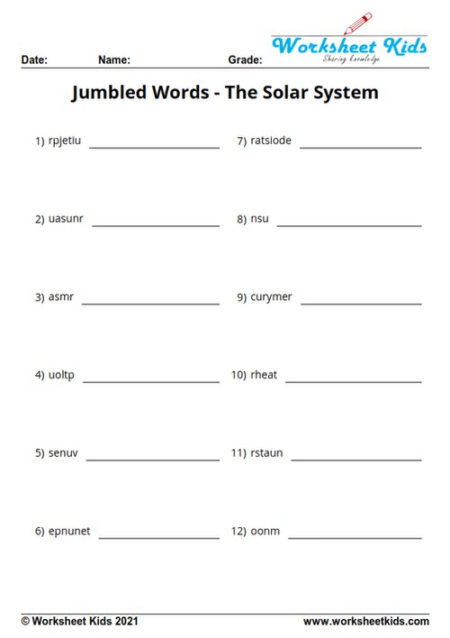 Solar System Planet Worksheets: Kindergarten, 1st, 2nd, 3rd Grade ...