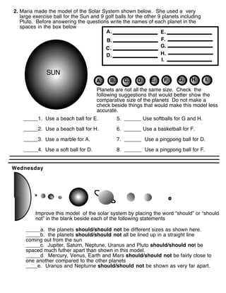 Solar system learning activities (Worksheet) | PDF - Worksheets Library