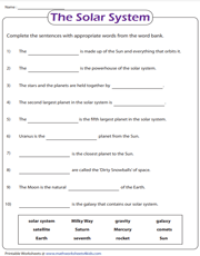 Solar System and Planets Worksheets - Worksheets Library
