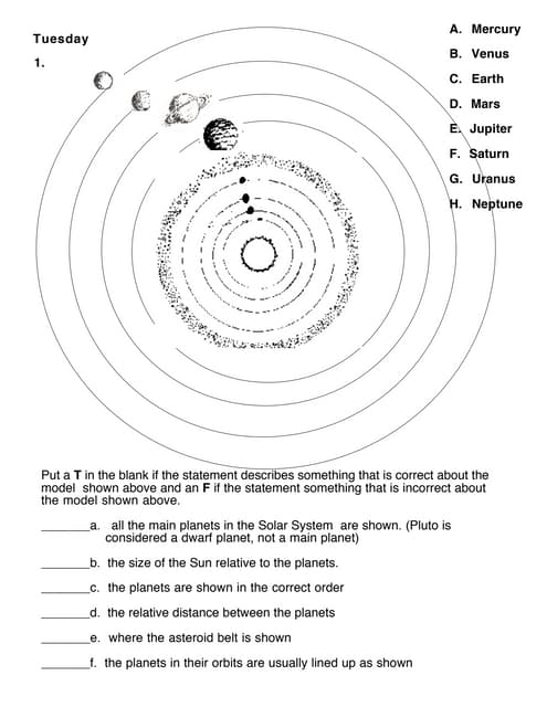 Solar system learning activities (Worksheet) | PDF