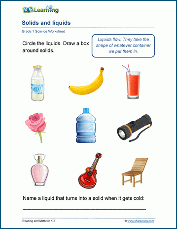 Solids and Liquids Worksheet | Worsheets library
